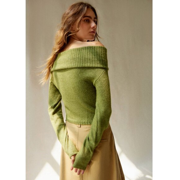 Silence + Noise Claudia Knitted Bardot Top, Urban Outfitters, Olive Green, Small - Picture 6 of 10